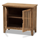 Baxton Studio Clement Rustic Transitional Medium Oak Finished 2-Door Wood Spindle Accent Storage Cabinet