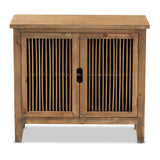 Baxton Studio Clement Rustic Transitional Medium Oak Finished 2-Door Wood Spindle Accent Storage Cabinet