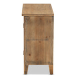 Baxton Studio Clement Rustic Transitional Medium Oak Finished 2-Door Wood Spindle Accent Storage Cabinet