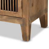 Baxton Studio Clement Rustic Transitional Medium Oak Finished 2-Door Wood Spindle Accent Storage Cabinet