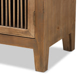 Baxton Studio Clement Rustic Transitional Medium Oak Finished 2-Door and 2-Drawer Wood Spindle Accent Storage Cabinet