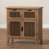 Baxton Studio Clement Rustic Transitional Medium Oak Finished 2-Door and 2-Drawer Wood Spindle Accent Storage Cabinet