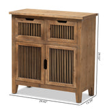 Baxton Studio Clement Rustic Transitional Medium Oak Finished 2-Door and 2-Drawer Wood Spindle Accent Storage Cabinet