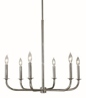 6-Light Polished Silver Moderne Dining Chandelier