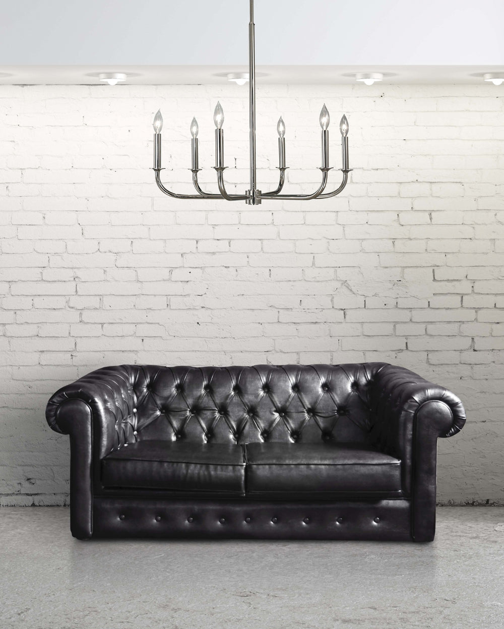 6-Light Polished Silver Moderne Dining Chandelier