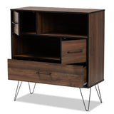 Baxton Studio Charis Modern and Transitional Two-Tone Walnut Brown and Black Finished Wood 1-Drawer Bookcase