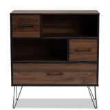 Baxton Studio Charis Modern and Transitional Two-Tone Walnut Brown and Black Finished Wood 1-Drawer Bookcase