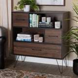 Baxton Studio Charis Modern and Transitional Two-Tone Walnut Brown and Black Finished Wood 1-Drawer Bookcase