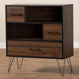 Baxton Studio Charis Modern and Transitional Two-Tone Walnut Brown and Black Finished Wood 1-Drawer Bookcase