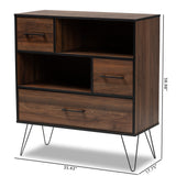 Baxton Studio Charis Modern and Transitional Two-Tone Walnut Brown and Black Finished Wood 1-Drawer Bookcase