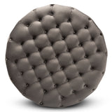 Baxton Studio Sasha Glam and Luxe Grey Velvet Fabric Upholstered Gold Finished Round Cocktail Ottoman