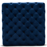 Baxton Studio Verene Glam and Luxe Royal Blue Velvet Fabric Upholstered Gold Finished Square Cocktail Ottoman