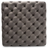 Baxton Studio Verene Glam and Luxe Grey Velvet Fabric Upholstered Gold Finished Square Cocktail Ottoman