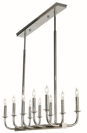 10-Light Polished Silver Moderne Dining Chandelier