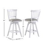 ECI Furniture Bianca Tulip Bar Swivel  30" Stool with Gray Vinyl Seat, White - Set of 2 White Hardwood solids and veneers