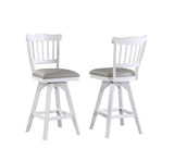 ECI Furniture Bianca Tulip Bar Swivel  30" Stool with Gray Vinyl Seat, White - Set of 2 White Hardwood solids and veneers