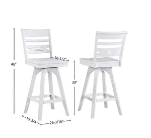 ECI Furniture Bianca Asbury Swivel 30" Bar  Stool with Wood Seat, White - Set of 2 White Hardwood solids and veneers