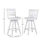 ECI Furniture Bianca Asbury Swivel 30" Bar  Stool with Wood Seat, White - Set of 2 White Hardwood solids and veneers