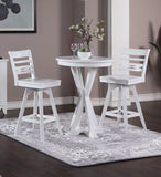 ECI Furniture Bianca Asbury Swivel 30" Bar  Stool with Wood Seat, White - Set of 2 White Hardwood solids and veneers