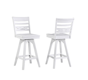 ECI Furniture Bianca Asbury Swivel 30" Bar  Stool with Wood Seat, White - Set of 2 White Hardwood solids and veneers