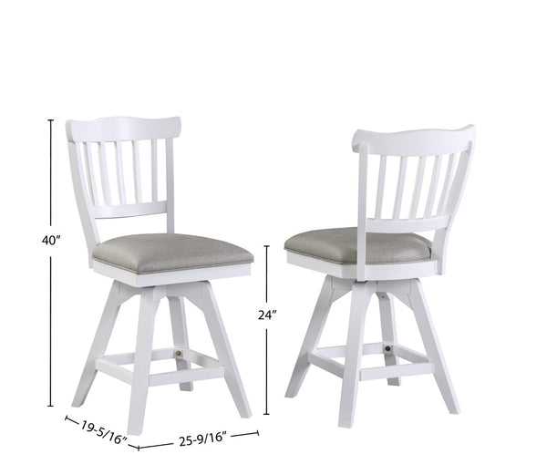 ECI Furniture Bianca Tulip Counter Swivel 24" Stool with Gray Vinyl Seat, White - Set of 2 White Hardwood solids and veneers