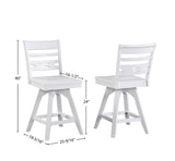 ECI Furniture Bianca Asbury Swivel 24" Counter Stool with Wood Seat, White - Set of 2 White Hardwood solids and veneers