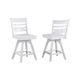 ECI Furniture Bianca Asbury Swivel 24" Counter Stool with Wood Seat, White - Set of 2 White Hardwood solids and veneers