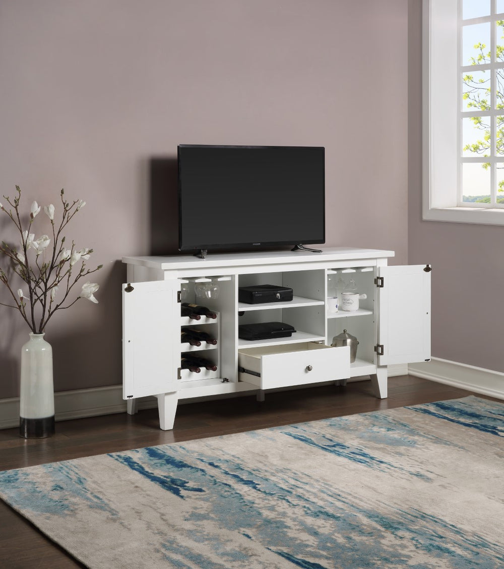 ECI Furniture Bianca Media Cabinet, White White Hardwood solids and veneers