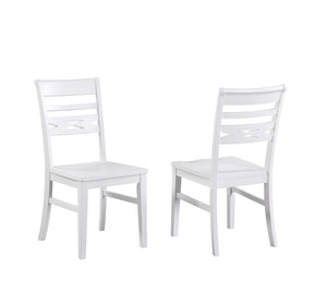 ECI Furniture Bianca Asbury Side Chair with Wood Seat, White - Set of 2 White Hardwood solids and veneers