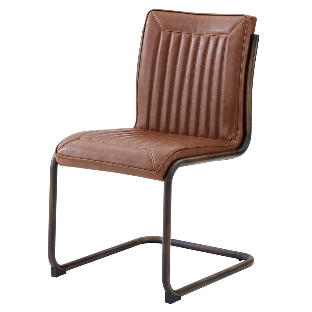Cooper Leatherette Chair Rubber Gold Frame - Antique Cigar Brown