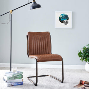 Cooper Leatherette Chair Rubber Gold Frame - Antique Cigar Brown