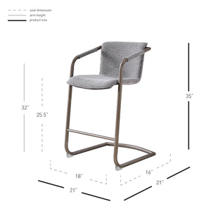 Indy Fabric Counter Stool - Set of 2 Sage Gray/Velvet Gray