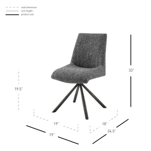 New Pacific Direct Viona Fabric Swivel Dining Side Chair (Seat) - Set of 2 1060019-219-NPD