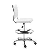 Axel Adjustable Height Drafting Stool in White with Aluminum Base
