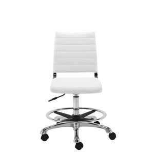 Axel Adjustable Height Drafting Stool in White with Aluminum Base