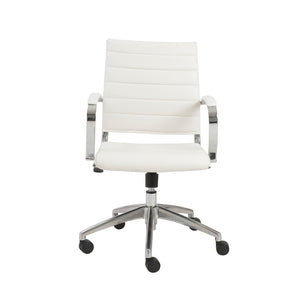 Axel Low Back Office Chair in White with Aluminum Base