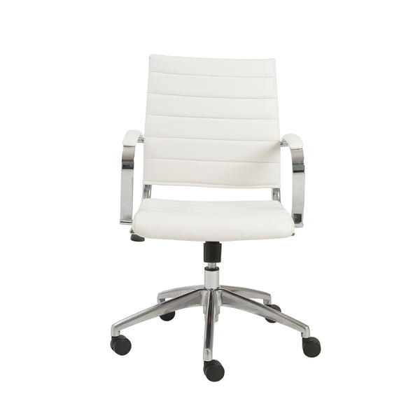 Axel Low Back Office Chair in White with Aluminum Base