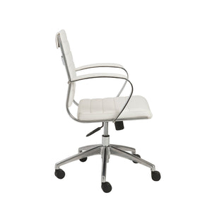 Axel Low Back Office Chair in White with Aluminum Base
