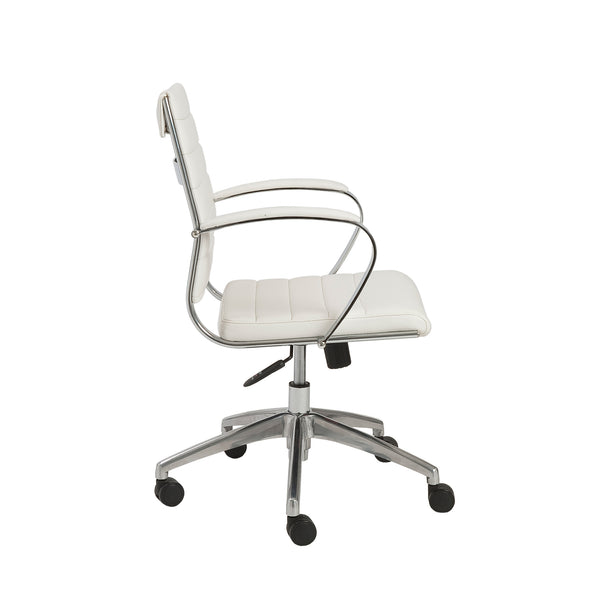Axel Low Back Office Chair in White with Aluminum Base