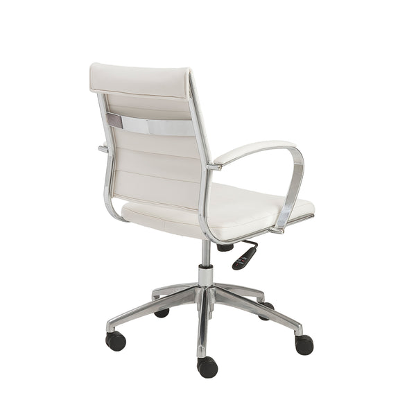 Axel Low Back Office Chair in White with Aluminum Base
