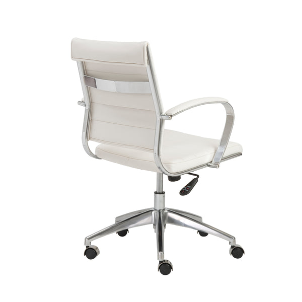 Axel Low Back Office Chair in White with Aluminum Base