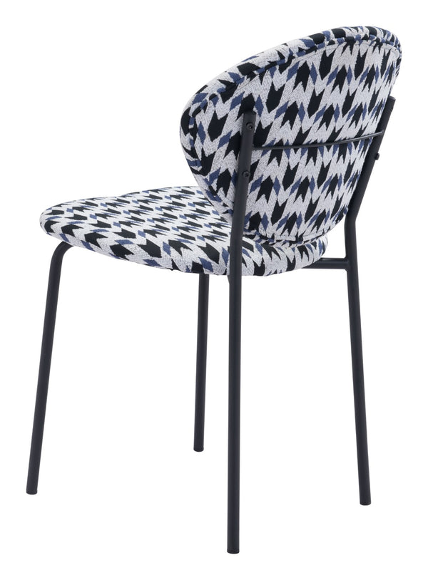 Zuo Modern Clyde 100% Polyester, Plywood, Steel Modern Commercial Grade Dining Chair Set - Set of 2 Houndstooth 100% Polyester, Plywood, Steel