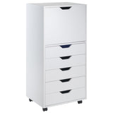 Winsome Wood Halifax 5-Drawer Mobile High Cabinet, White 10616-WINSOMEWOOD