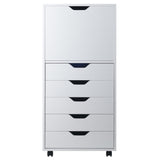 Winsome Wood Halifax 5-Drawer Mobile High Cabinet, White 10616-WINSOMEWOOD