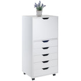 Winsome Wood Halifax 5-Drawer Mobile High Cabinet, White 10616-WINSOMEWOOD