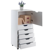 Winsome Wood Halifax 5-Drawer Mobile High Cabinet, White 10616-WINSOMEWOOD