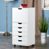 Winsome Wood Halifax 5-Drawer Mobile High Cabinet, White 10616-WINSOMEWOOD