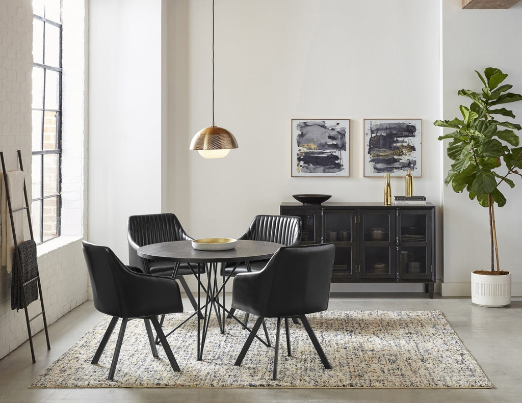 Rennes Casual Round Table Black and Gunmetal