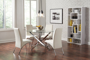 Beckham Contemporary 5-piece Round Dining Set Chrome and White