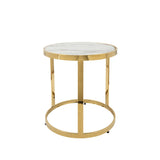 Sagebrook Home Glam Set of 2 -  Metal/marble Glass Round Side Table, Gold 15437-02 Gold Metal